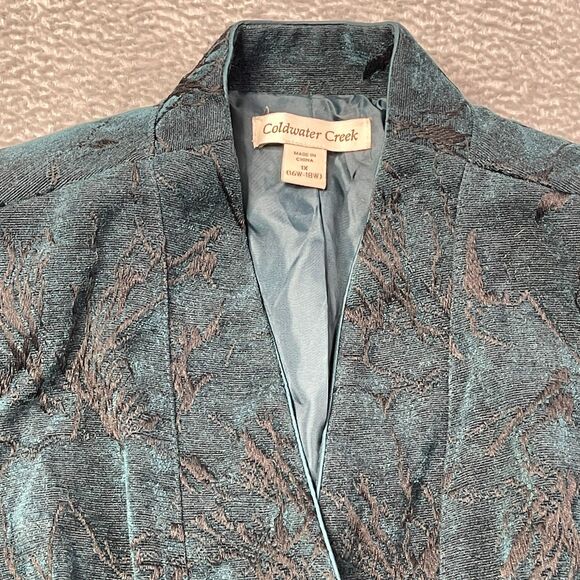 Coldwater Creek Tapestry Plus Size 1X Teal and Black Jacquard Corpcore Classic - Picture 5 of 14